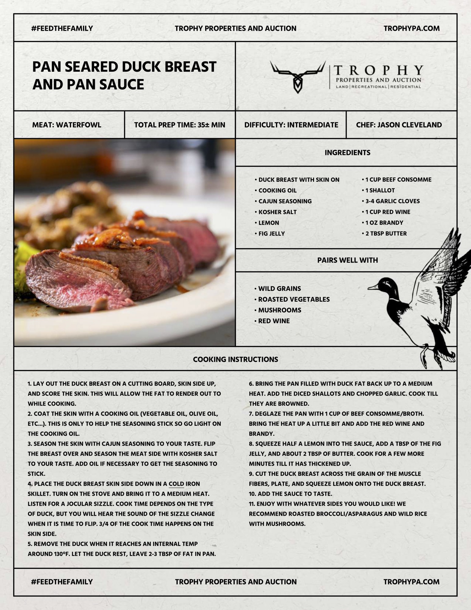 Recipes: Pan Seared Duck - Cooking with Wild Game